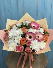 Букет цветов из:  Розы, Герберы и Хризантемы в Нудоль