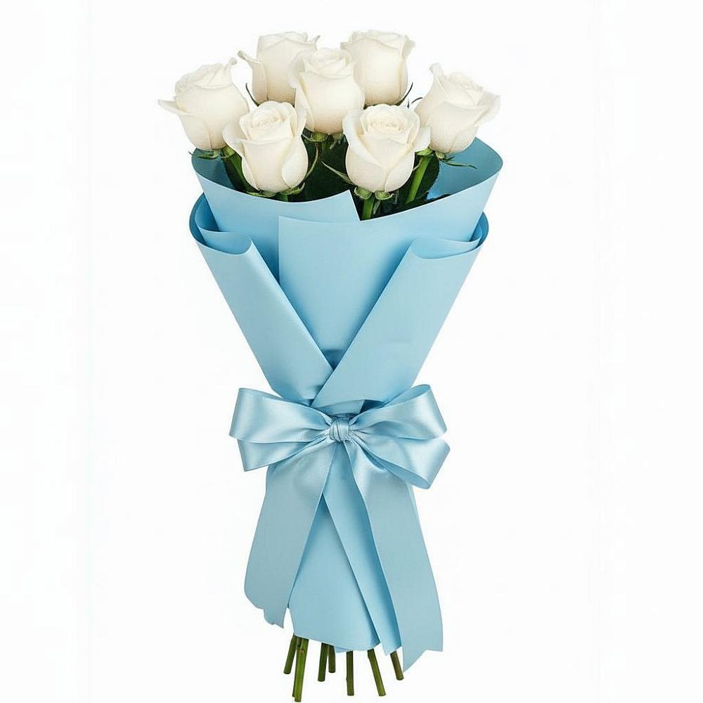 Букет 7 белых роз Проуд в Нудоль