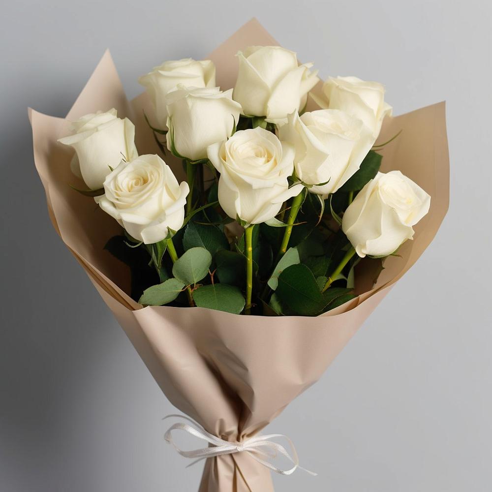 Букет 9 Белых роз Эдлесс Лав в Нудоль