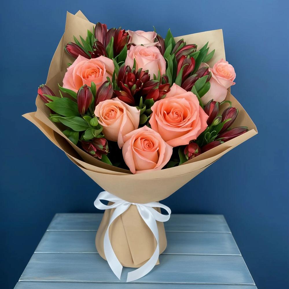 Букет цветов из: Розы и Альстромерии в Нудоль