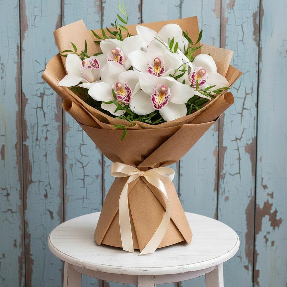 Букет цветов из: Орхидеи и Розы в Нудоль