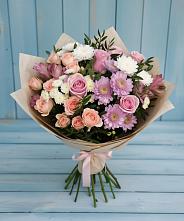 Букет цветов из:  Хризантемы, Розы и Альстромерии в Нудоль