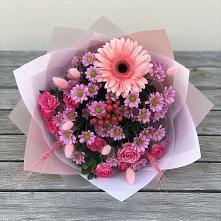 Букет цветов из:  Розы, Герберы и Хризантемы #REPLACE_PRED# Нудоль