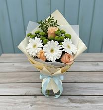 Букет цветов из:  Герберы, Розы и Хризантемы в Нудоль