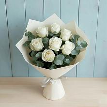 Букет Белые розы в Эвкалипте в Нудоль